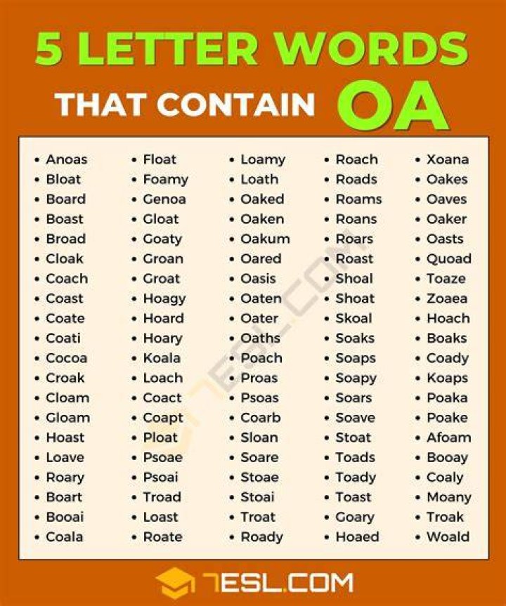 5 Letter Words with OA
