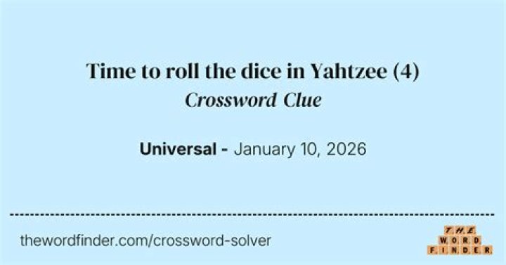 8+, for Yahtzee crossword clue answer