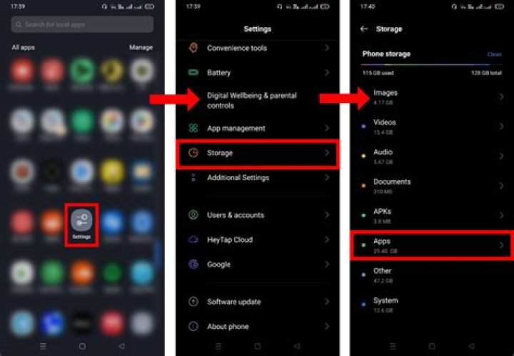 Android Cache Storage List Settings