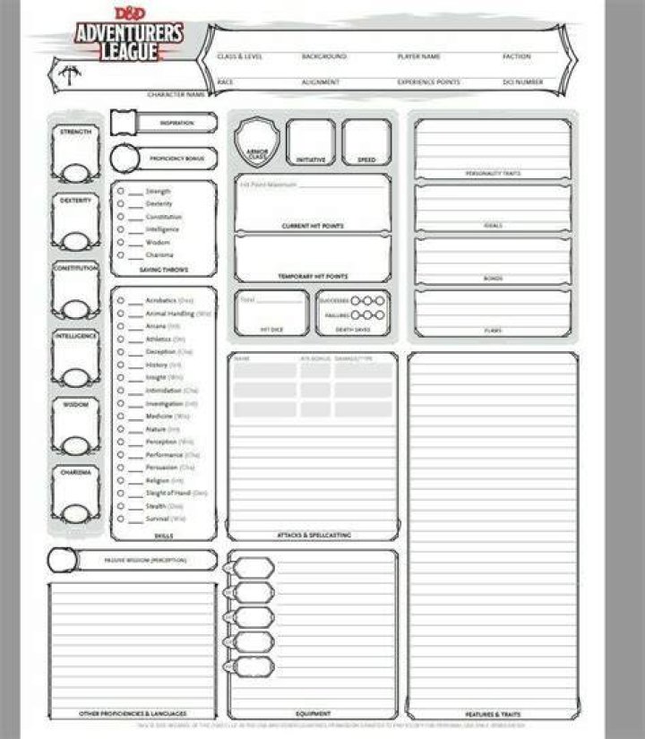 Best character sheets for Dungeons & Dragons (5th Edition)