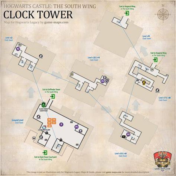 Clock Tower Courtyard Map Hogwarts Legacy