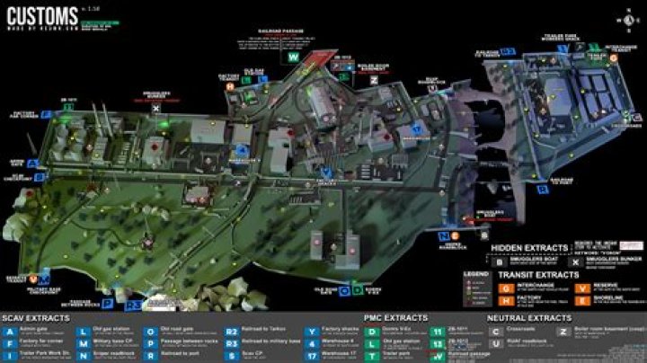 Escape from Tarkov Customs Map Extraction Points