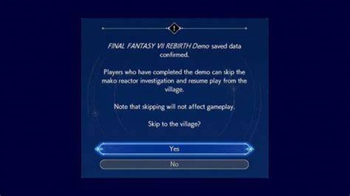 FF7 Rebirth Skip Nibelheim message