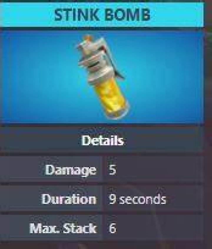 fortnite stink bomb stats