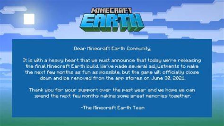 minecraft earth shut down