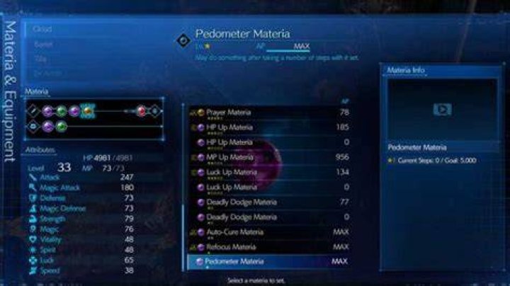 Pedometer Materia in Final Fantasy 7 Remake