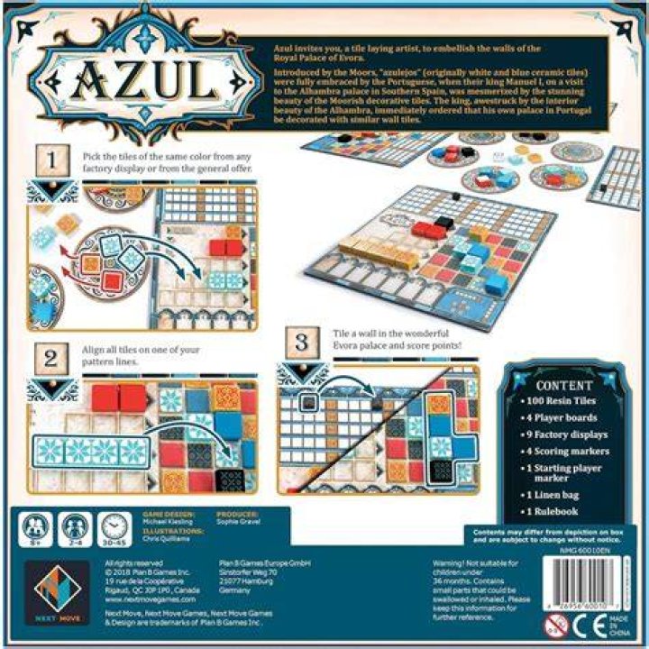 Plan B Games Azul Board Game Board Games, Multi-Colored, Full Pack