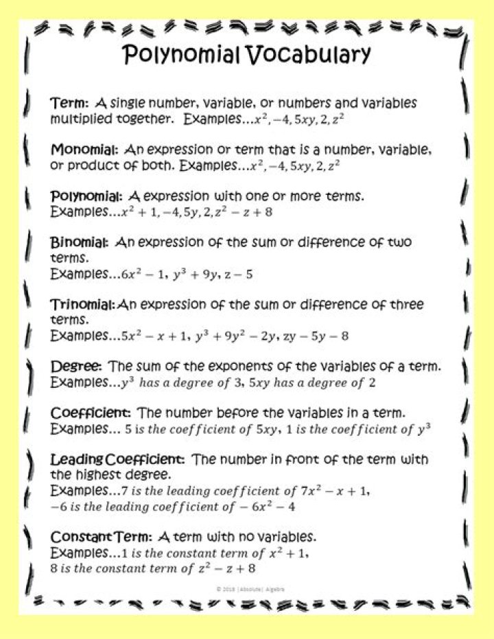 Polynomial Vocabulary Quiz