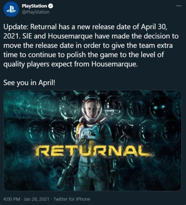 Returnal PS5 Exclusive Title Delayed to April