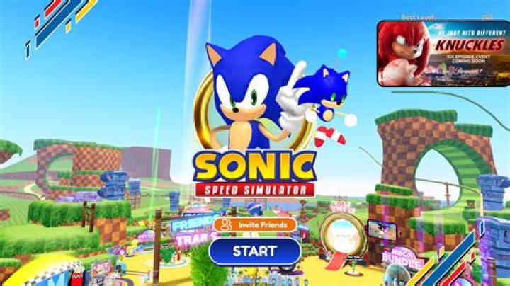Sonic Speed Simulator review - a ground-level view of a bright green course ahead, with golden rings in the foreground.