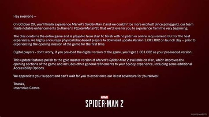 Spider-Man PS4 Update 1.04 Day One Patch Notes