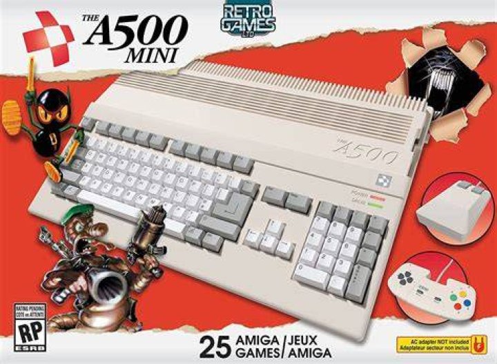 The A500 Mini shown here is a tiny version of the original Commodore Amiga 500.