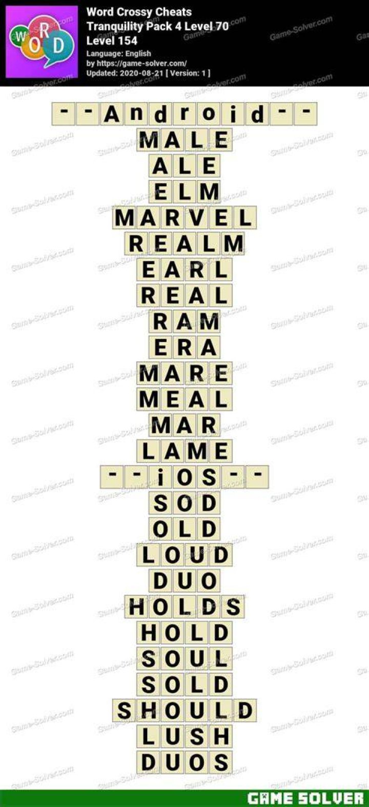 Word Crossy Tranquility Pack 4 Level 71 Answers Word Crossy Tranquility Pack 4 Level 71 Answers