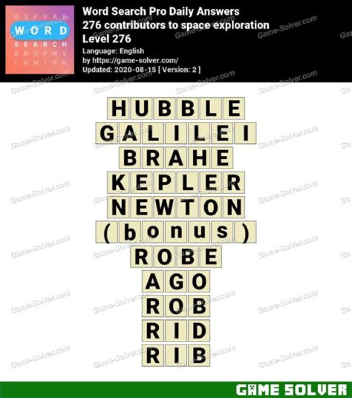 Word Search Pro 276 contributors to space exploration Answers Word Search Pro 276 contributors to space exploration Answers