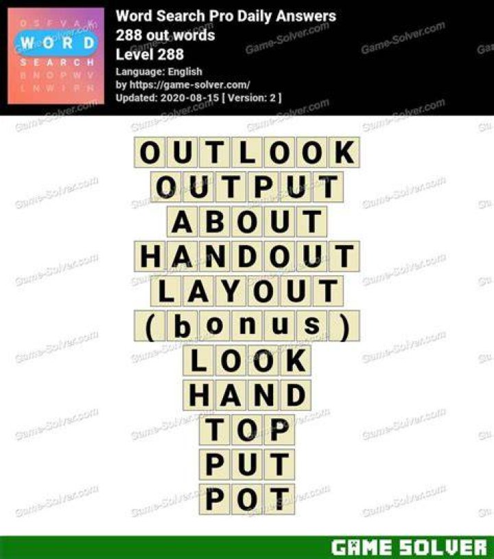 Word Search Pro 288 out words Answers Word Search Pro 288 out words Answers